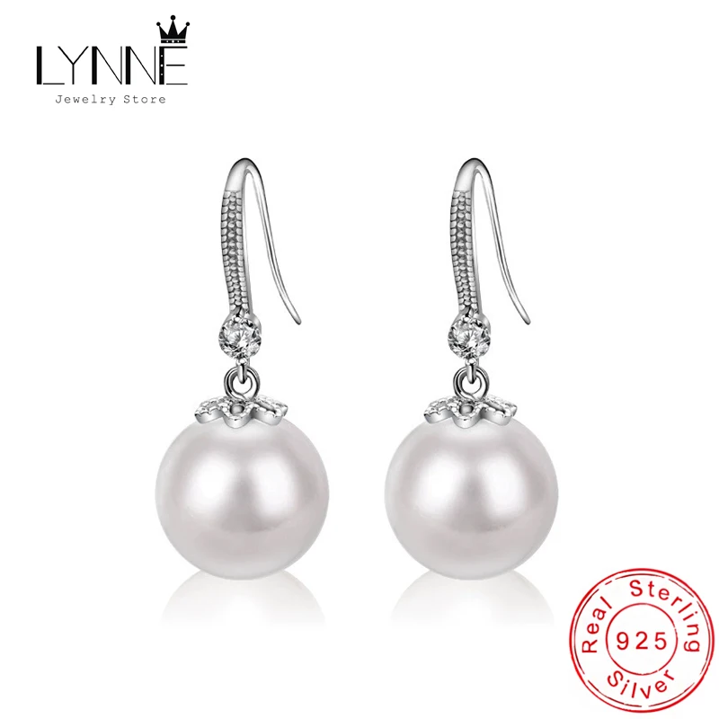 

New 925 Sterling Silver Elegant Freshwater Pearl Zircon Drop Earrings Women Fine Jewelry Gift Wedding Rhinestone Hook Eardrop