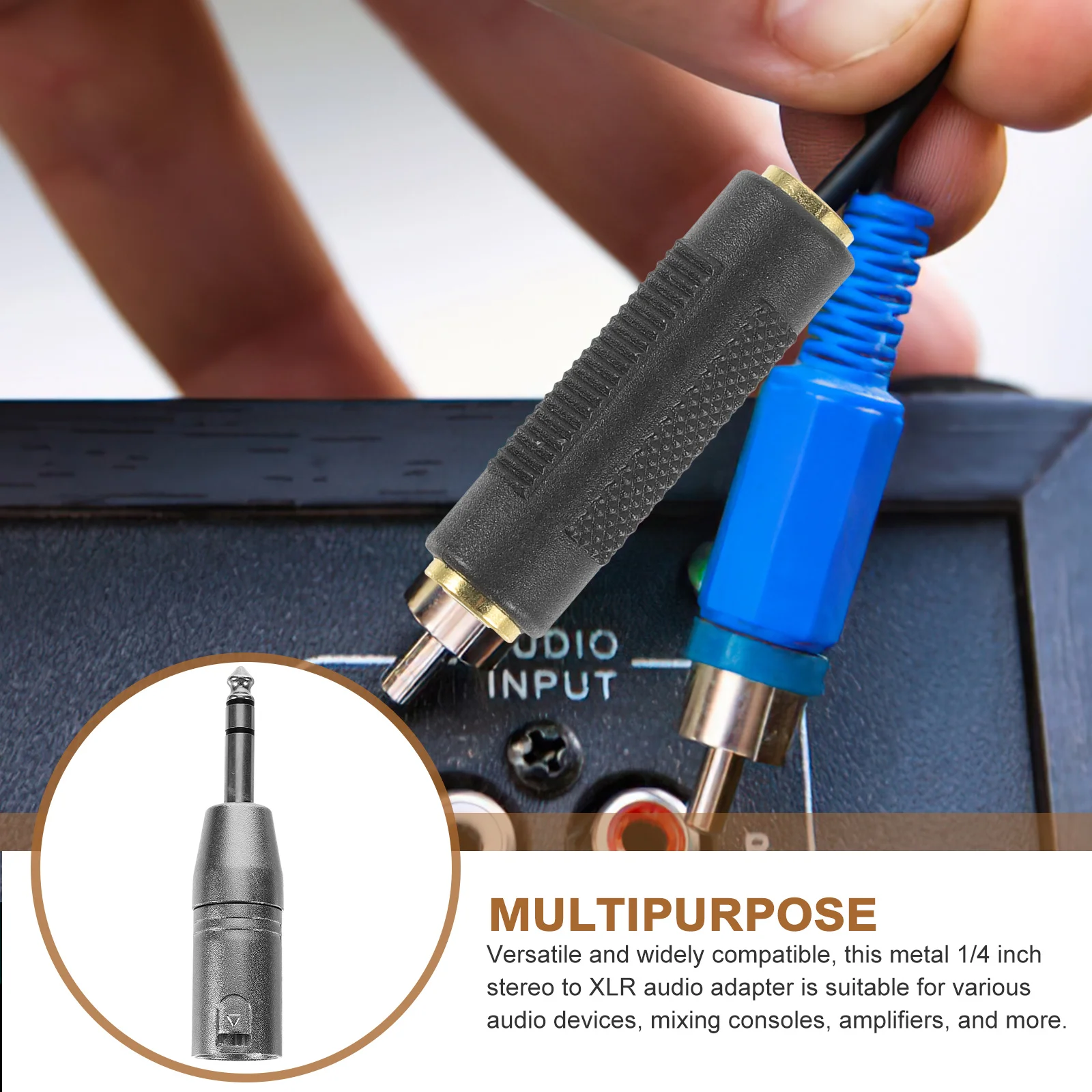 

4 Pcs Audio Adapter Male to Power Converters Female Plug Head Compact Optical Analog Metal Microphone
