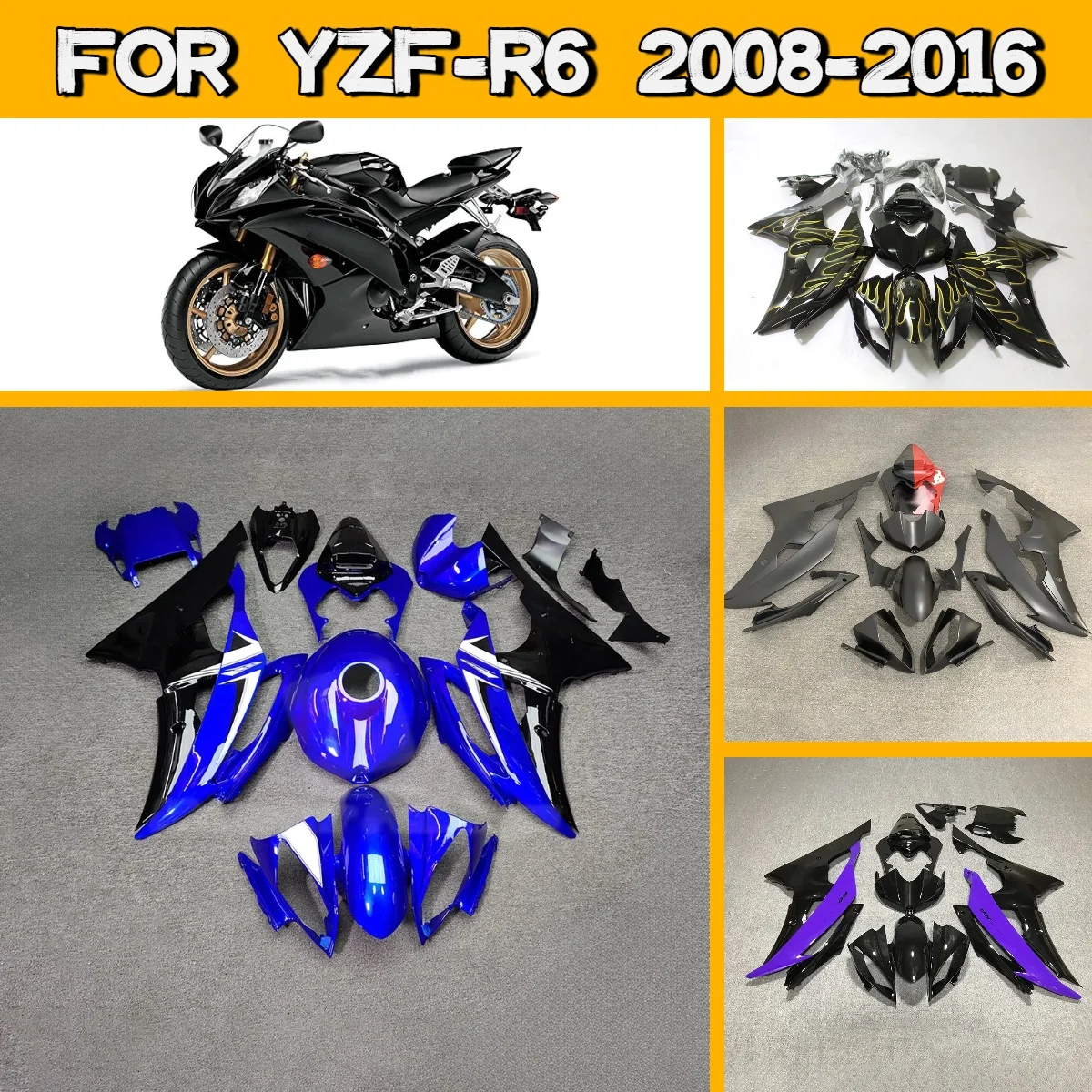 Motorcycle Fairing Kit 2008-2016 YZFR6 Full Accessories Fairings ABS Plastic Suit for 08-16 Yamaha YZF R6