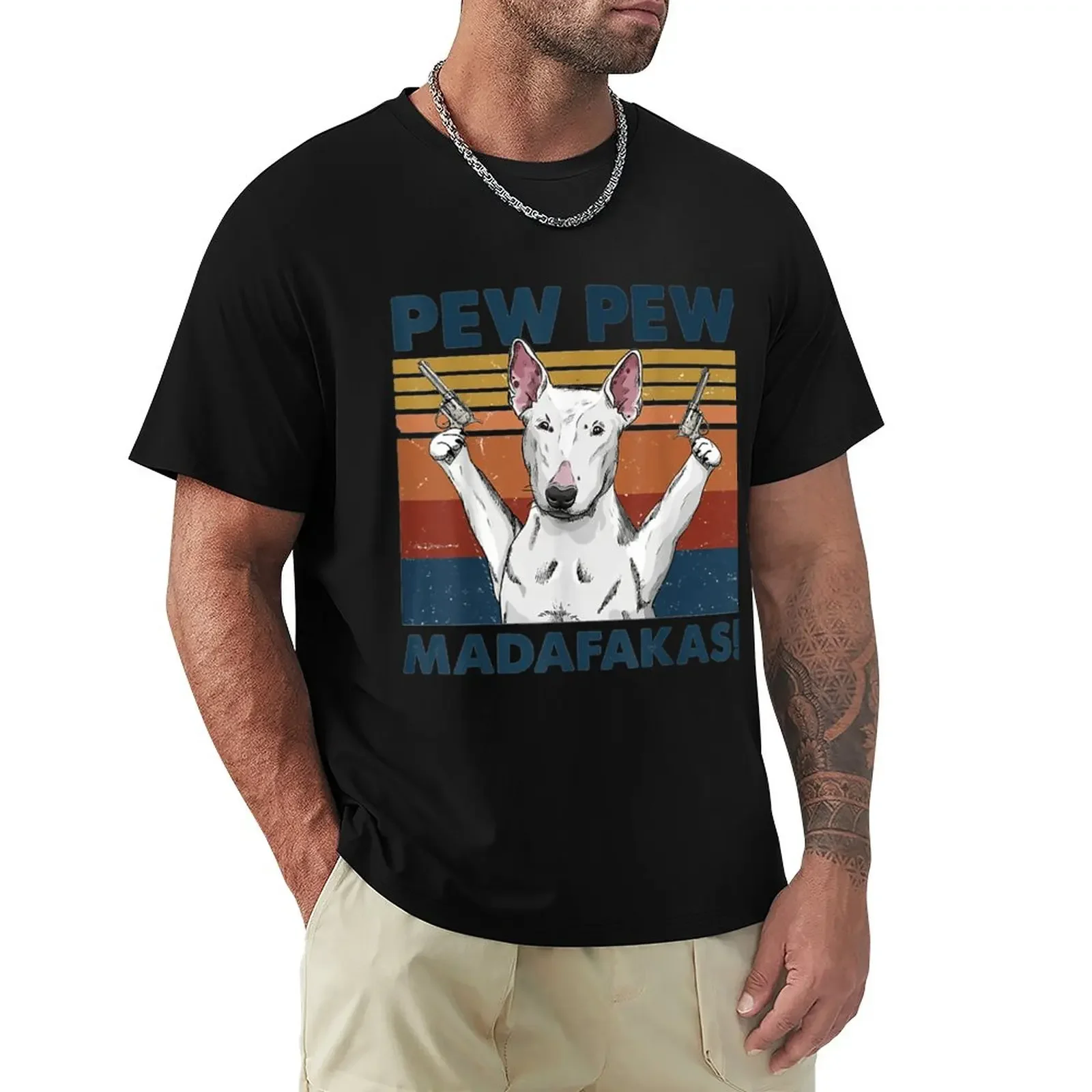 Pew Pew Madafakas Bull Terrier T-Shirt Blouse boys animal print graphics plain t shirts men