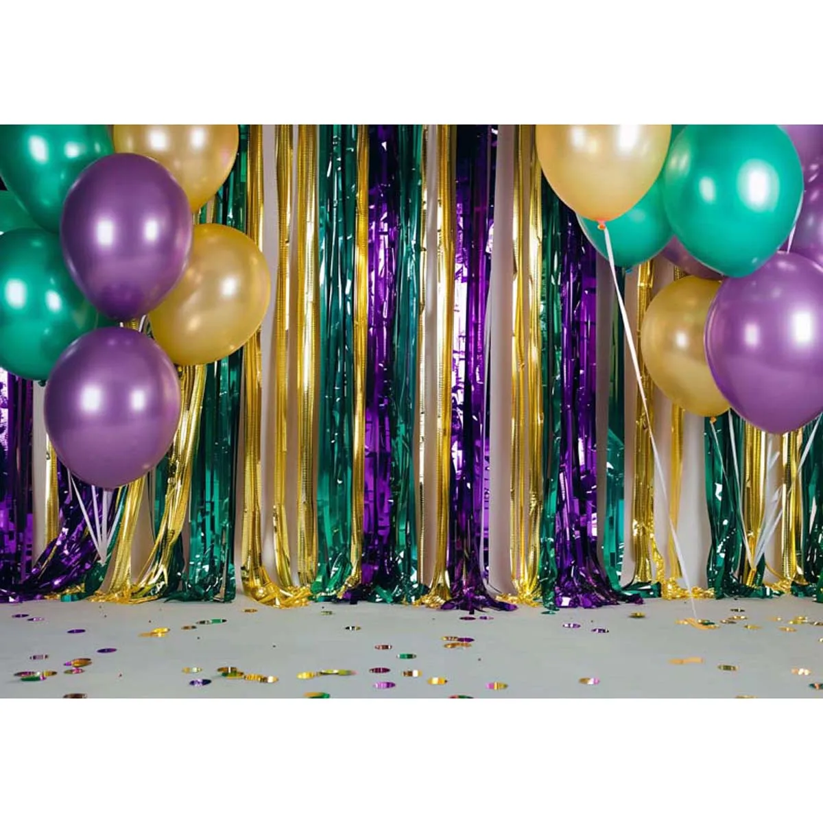 Allenjoy Mardi Gras Tassel and Balloons Backdrop