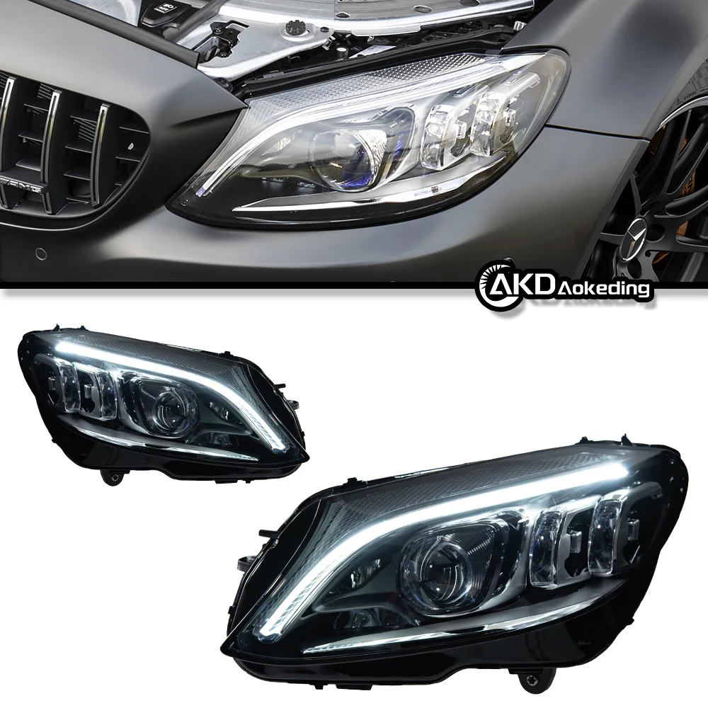 Auto Parts For Benz W205 Headlights 2014-2021 C Class latest Styling LED Daytime Lights Dual Projector Car Accesorios Modified