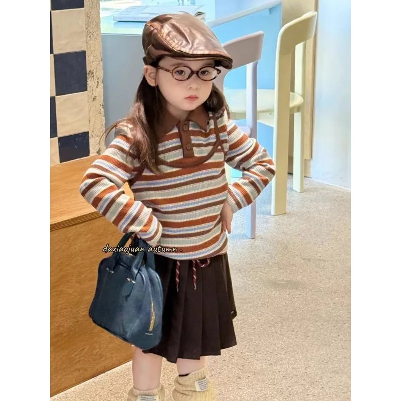 Spring Autumn Color Blocking Design Niche Striped T-shirt Long Sleeved 2025 New Base Shirt Top, Versatile Outerwear