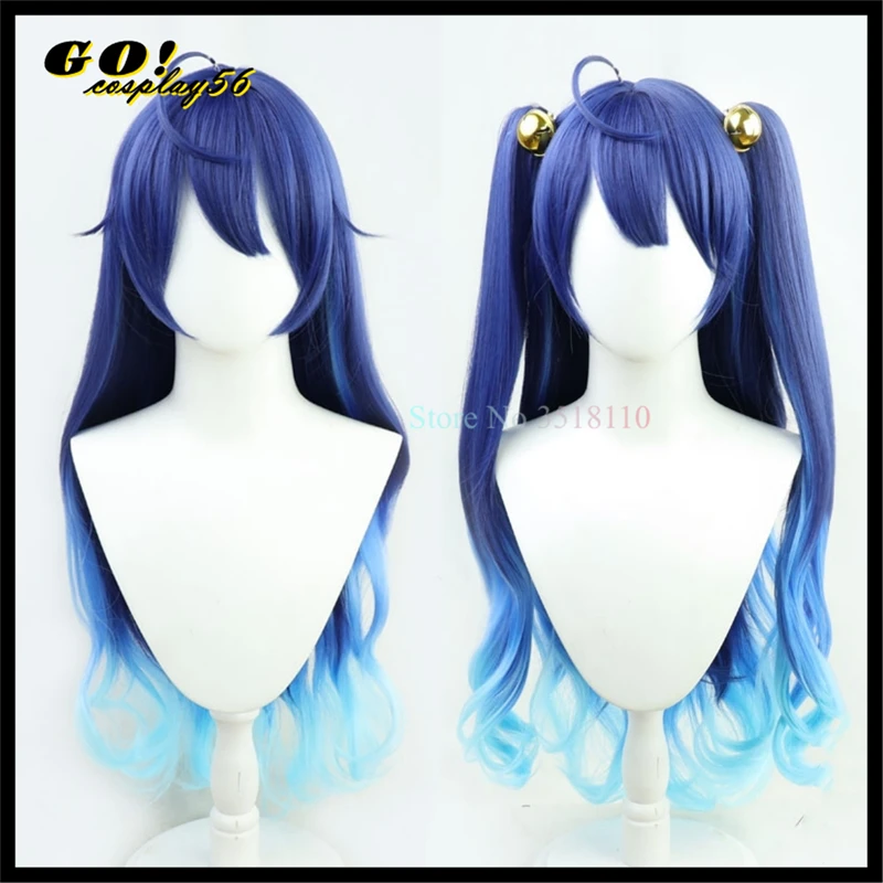 

VTuber Amamiya Kokoro Wig Gradient Blue 80cm Long Curly Synthetic Hair Youtuber Girls Hololive Cosplay