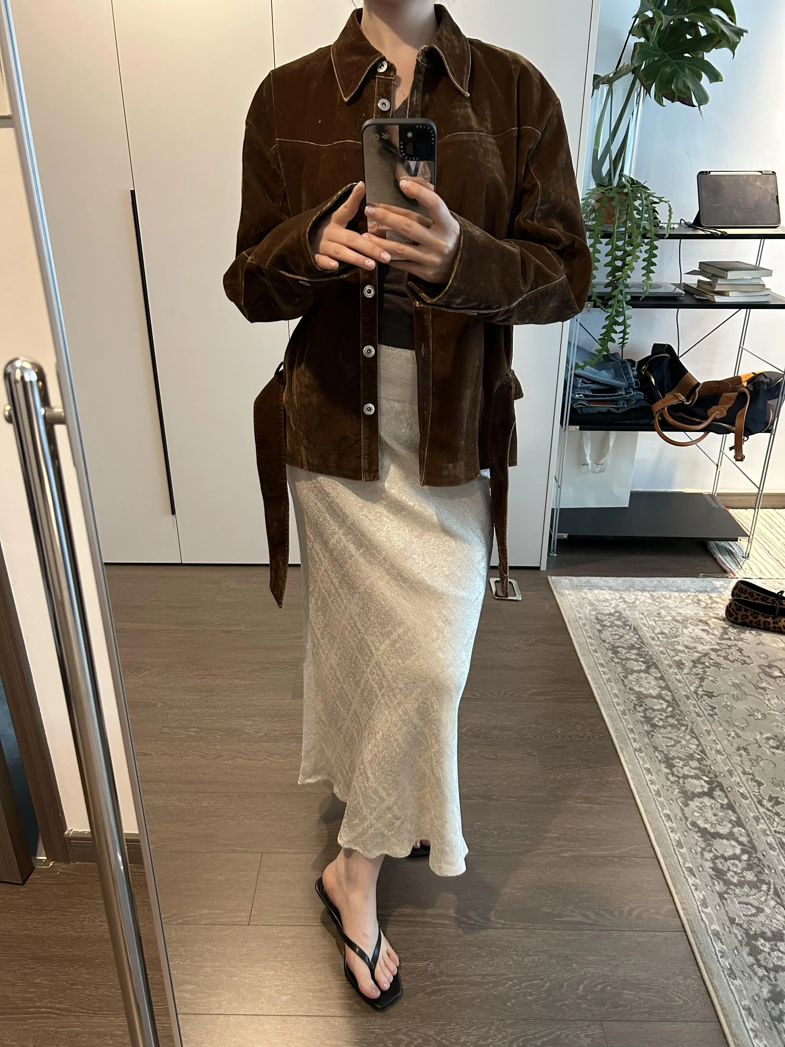 Casual High Waist A-Line Midi Skirt French Style Polyester Blend Linen Mix Straight Cut Half Body Skirt for Women Spring Autumn