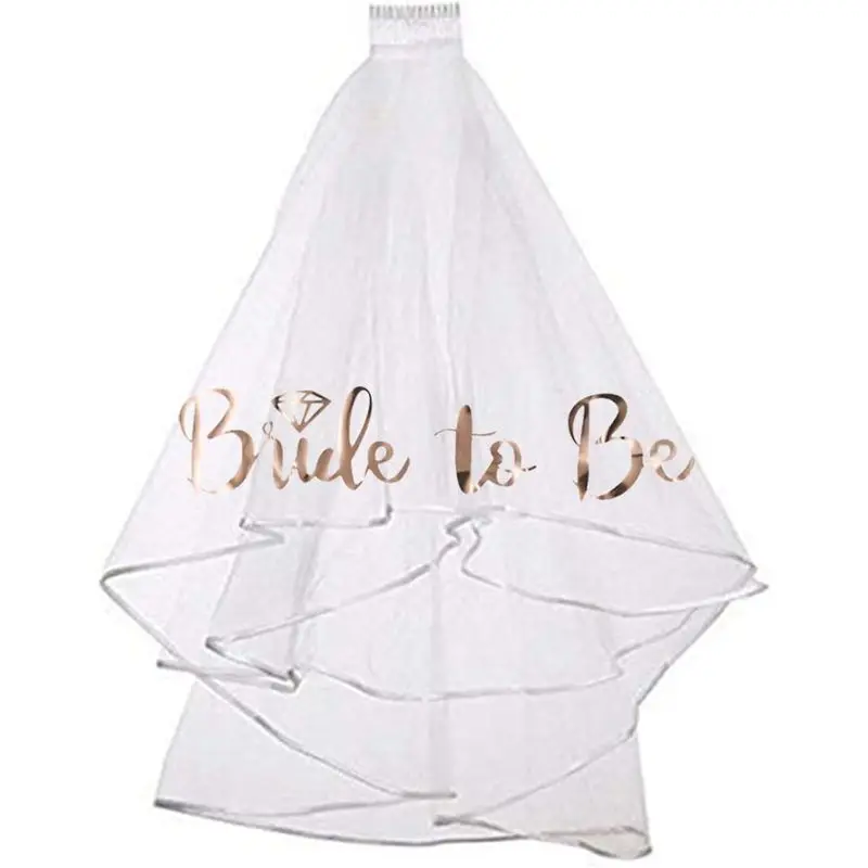 

PESENAR Rose Gold Print Bride to be Veil for Bachelorette Party Supplies Bridal Shower Wedding Decorations