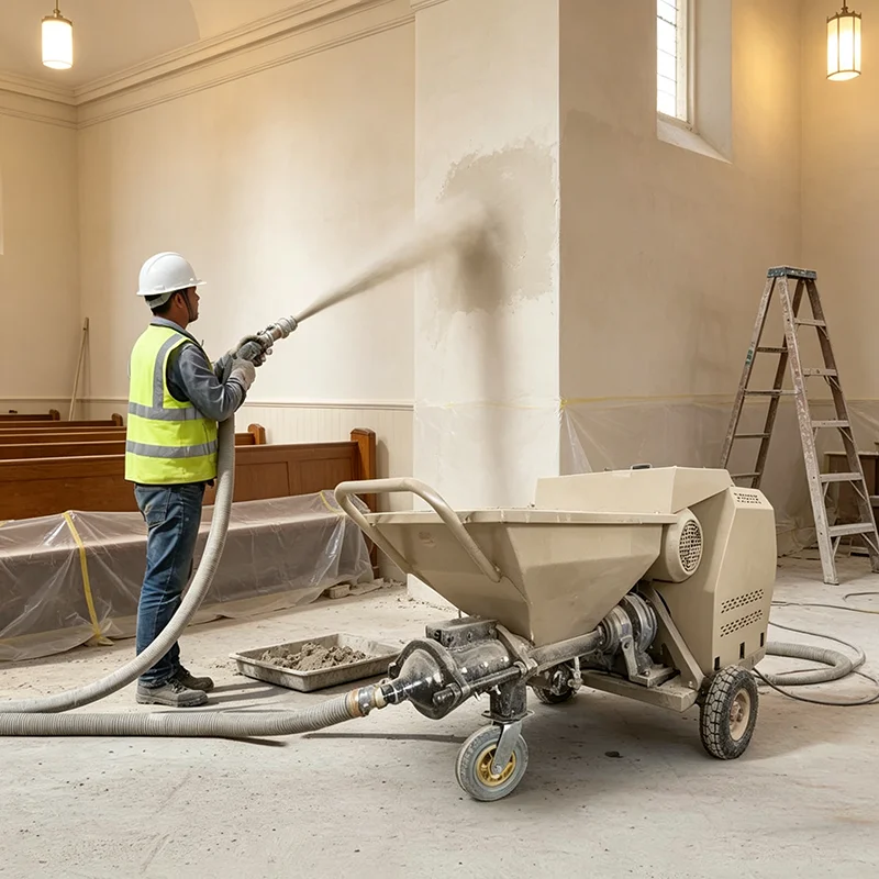 Electric Gypsum Mortar Sprayer Wall Stucco Render Spraying Pump With Complete Accessories