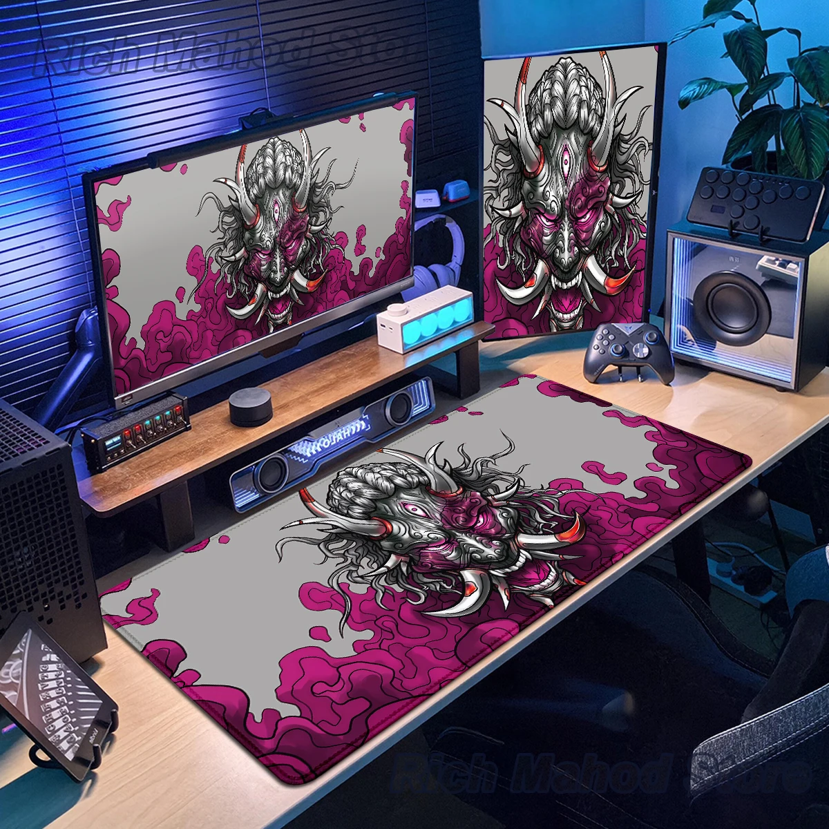 

Japan Oni Mouse Pad HD Print Deskmat Gamer Keyboard Cushion Gaming Accessories Computer TableMat Rubber XXL 800x400 Non-Slip Rug