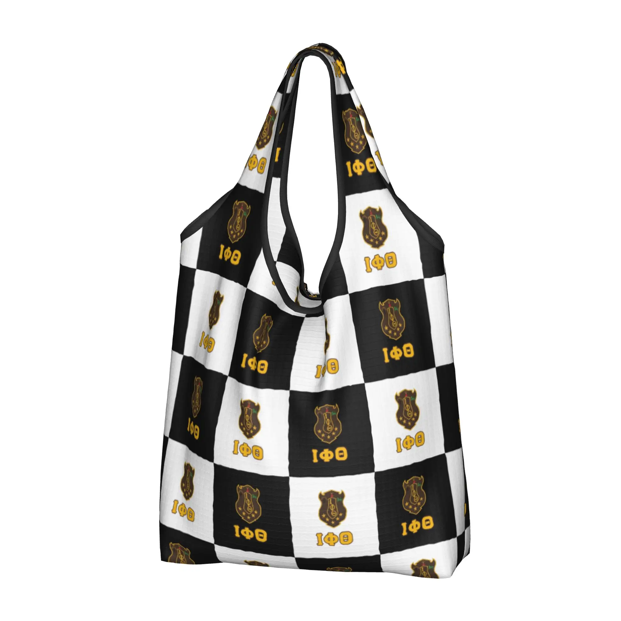 Funny Printed IPT Checkered Plaid African American Fraternity  Tote Shopping Bag  Shoulder Shopper Iota Phi Theta 1963  Handbag