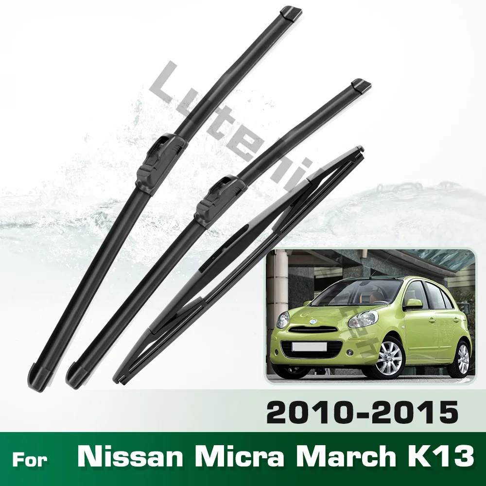 Für Nissan Micra March K13 2010–2015 Wischer vorne und hinten Wischerblätter Set Windschutzscheibe Windschutzscheibe Fensterbürsten 21"+14"+12"