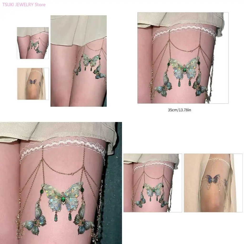62KE Sexy Lace Leg Chain Butterfly Prendant Hit -Fringes Fringes Fringes Pody Jewelry Music Festival Music Festival #1