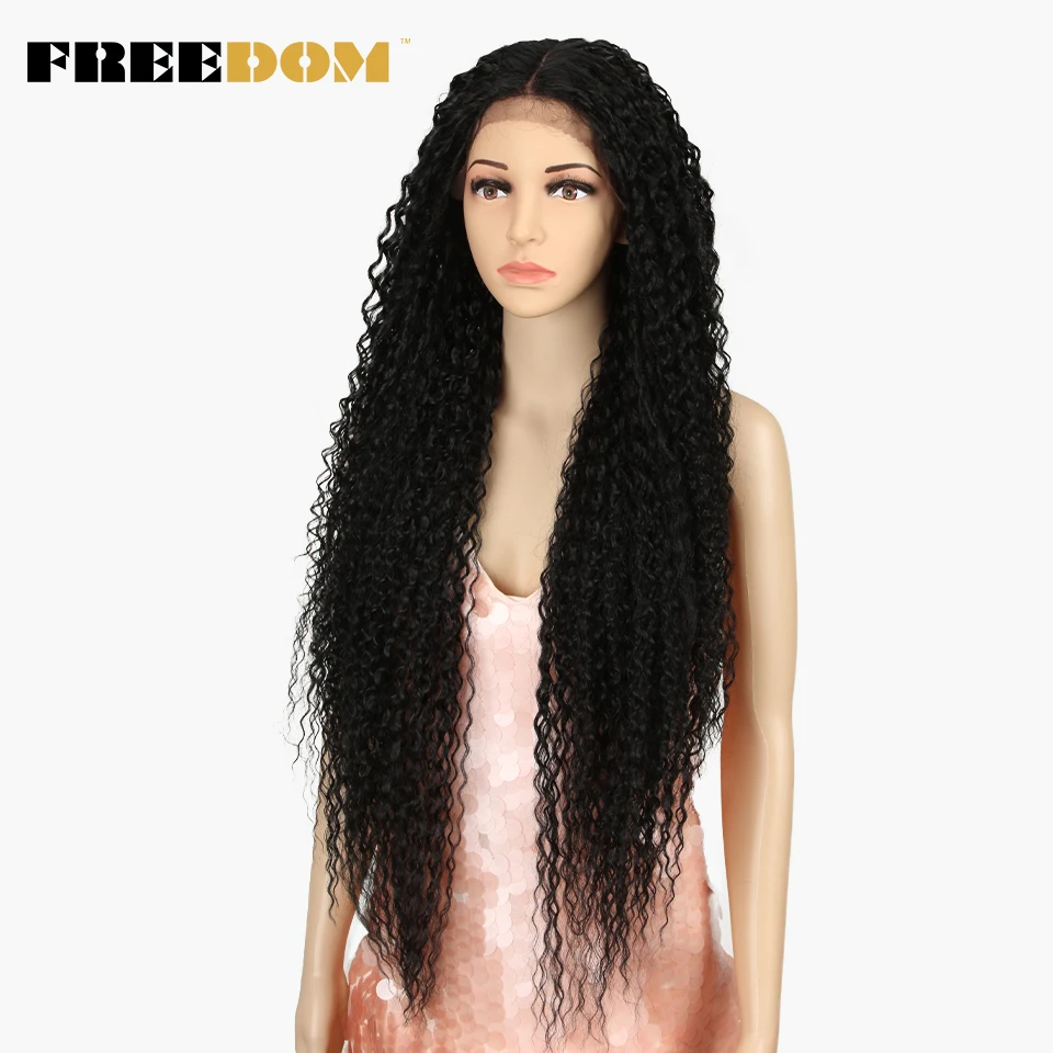 FREIHEIT Synthetische Spitze Front Perücken Für Frauen Lange Lockige Haar 36 Inch Cosplay Perücken Blonde Ombre Hitze Beständig Synthetische Spitze perücke