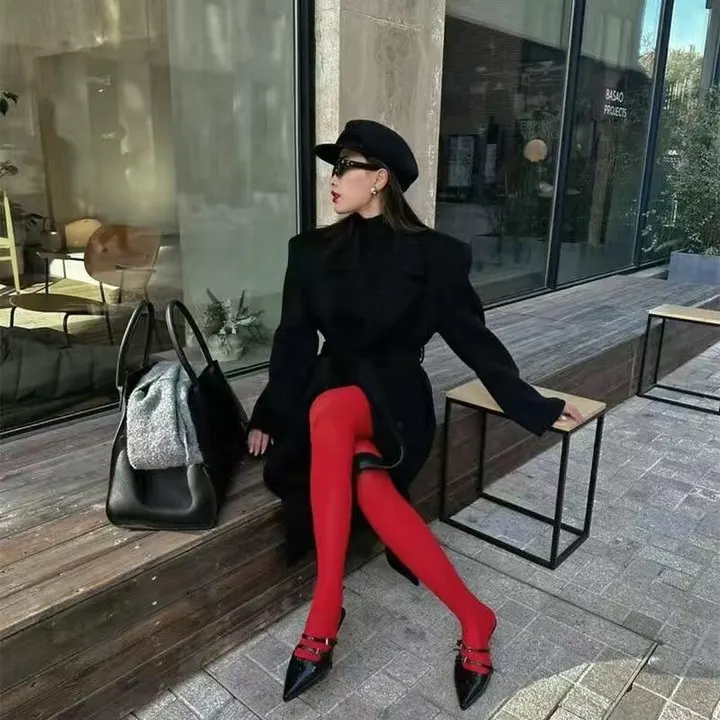 Red Sexy Tights Women Smooth Thin Slim Stocking High Waist Transparent Pantyhose High Elasticity One Piece Ultra Thin Stockings