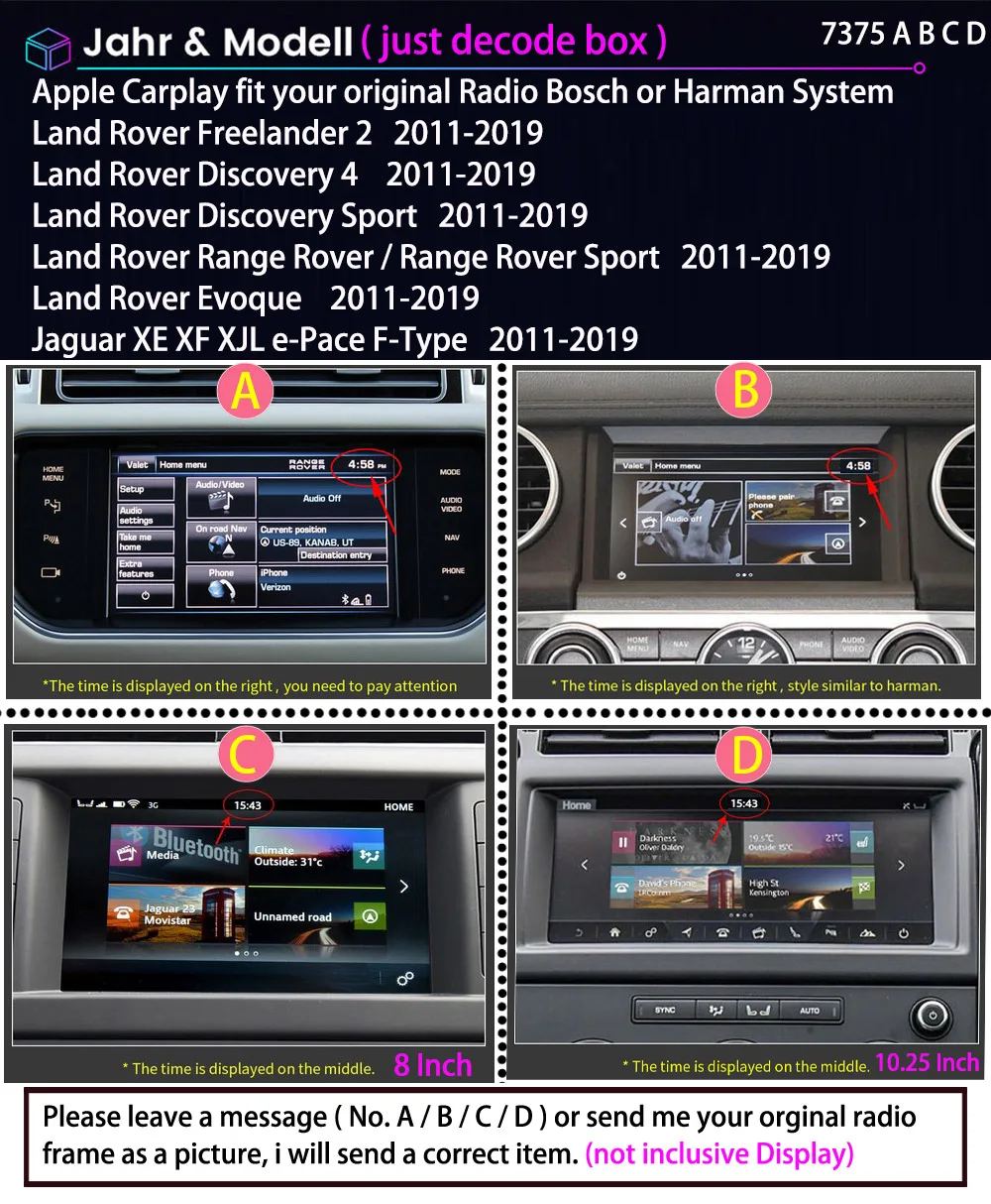 Wireless CarPlay Receiver SmartBox Android Auto Decoder for Land Rover Range Rover/Evoque/Discovery/Freelander/Jaguar XE XF XJL