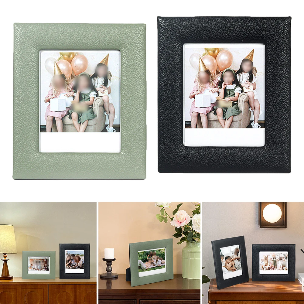 2pcs Leather Photo Frames for 5 Inch Photos with Retro Finish and Display Stand for Horizontal or Vertical Presentation