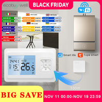Tuya Smart Wifi Boiler Thermostat Wireless Room Thermostats Wifi Battery Operated Gas Boiler Water Heating Alexa Google Home