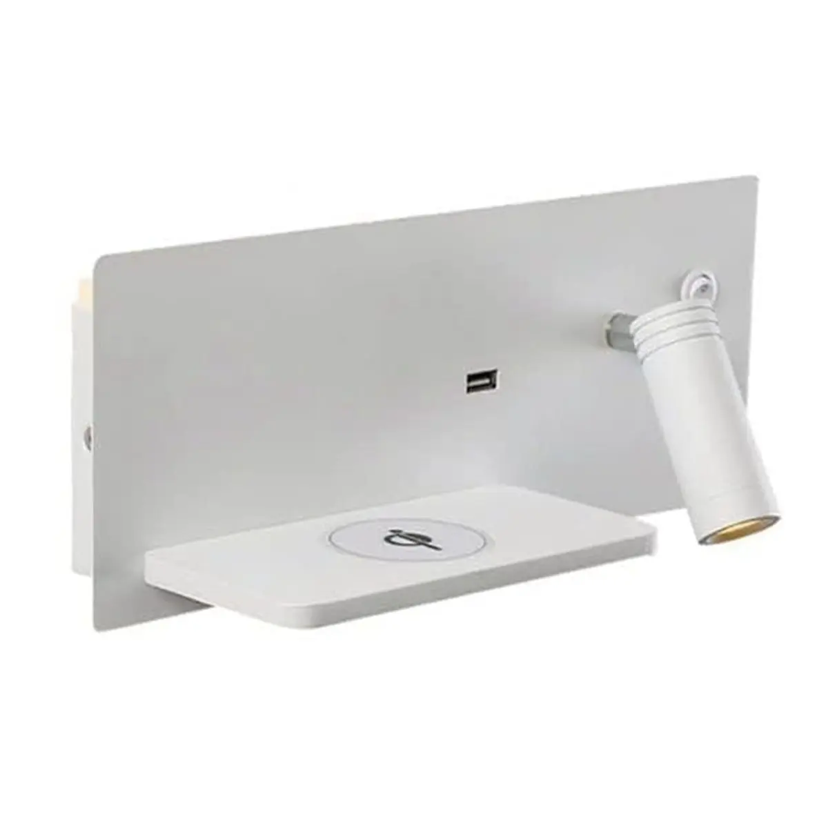 L70A Modern LED Bedside Wall Lamp with Wireless Charger & USB Port Bedroom Reading Light Night Light Sconce with Switch Right