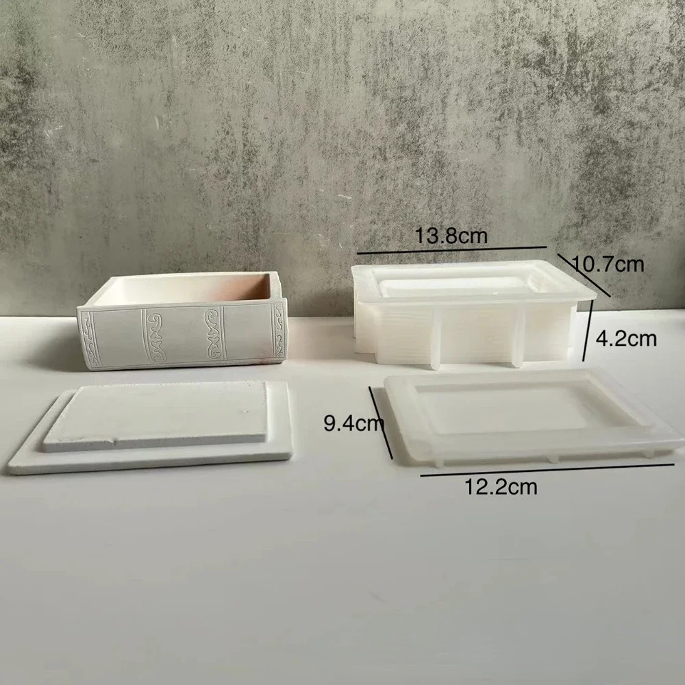 Book Shape Storage Box with Lid Silicone Silicone Molds DIY Makeup Brushes Candy Storage Box Cement Concrete Epoxy Resin Molds