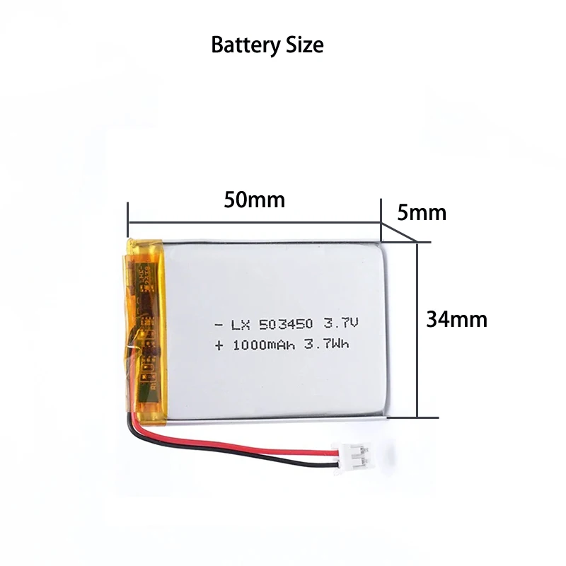 503450/523450 3.7V 1000mAh Polymer Lithium Rechargeable Battery for GPS Smart Phone MP5 Walkie talkies PS4 Smart Watch Massager