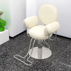 Stainless Steel Barbershop Lift Chair, Simples e moderno, Cadeira high-end, Luz, Luxo, Salão de beleza, Cadeira do encosto do corrimão