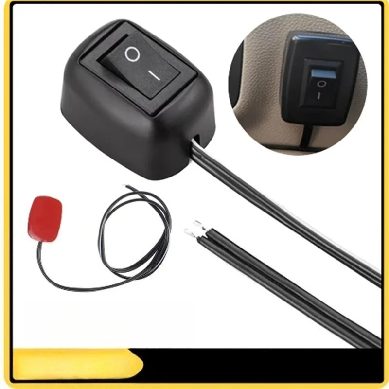 Universal Car Toggle Switch with Cable 60cm/100cm DC 12V Paste Type Mini Button for Fog Lights Drive Neon Ring Lights