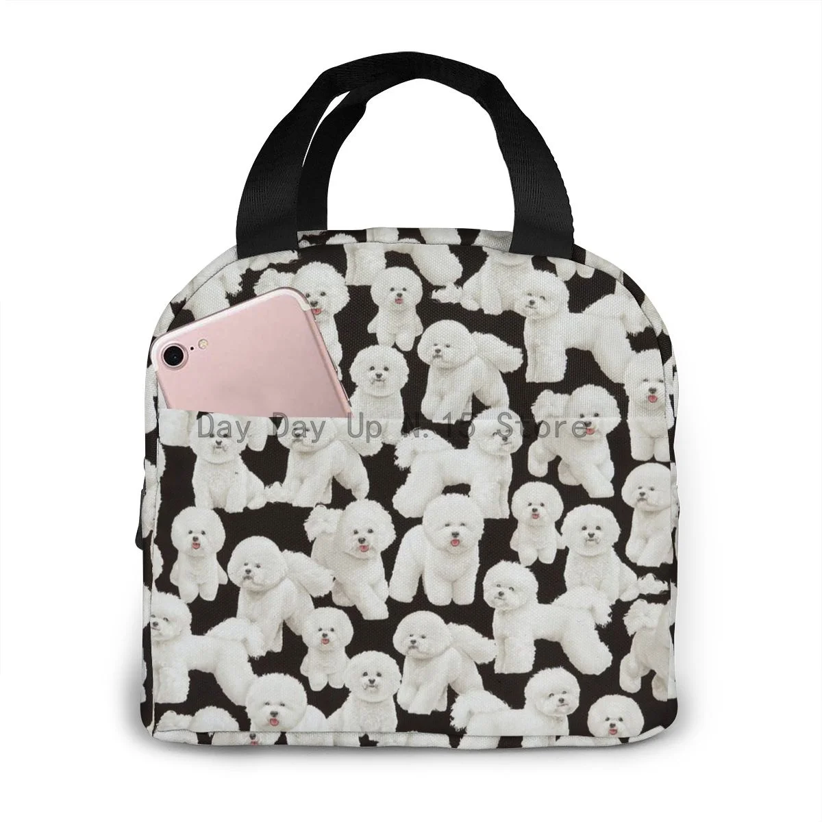 Bichon Frise Black Portable Insulated Lunch Bag For Women Men Cooler Tote Box For Travel Work