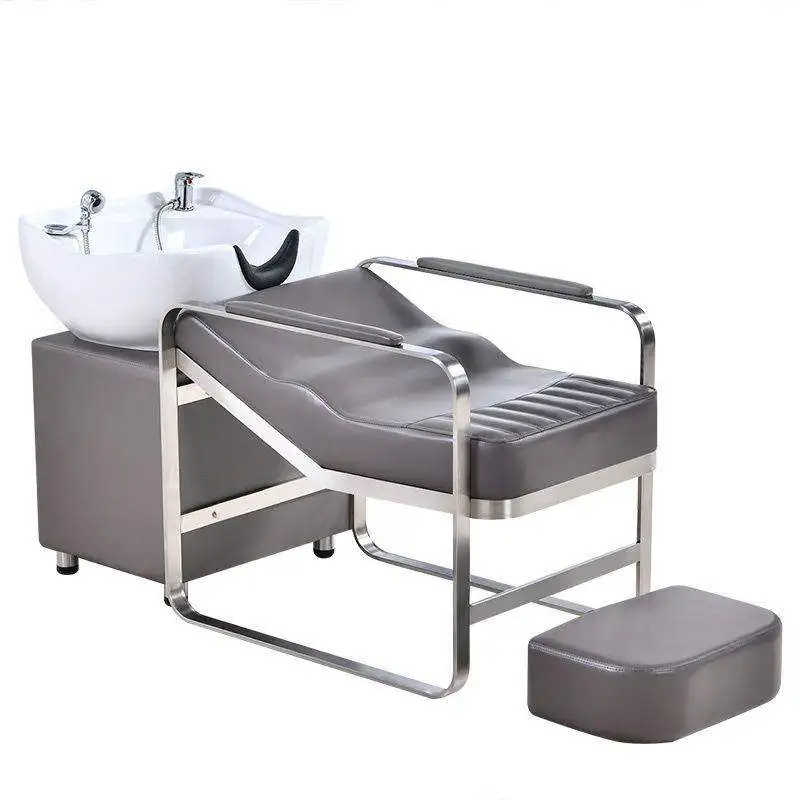 Elegant Living Room Shampoo Bed European Ceramic Basin Barber Equipment Shampoo Bed Sillas Para Salones Belleza Beauty Showcase