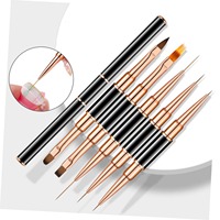 5-piece double head metal nail brush set, nail brush, nail polish brush, gel making brush, nail tool cleaning brush, nail design