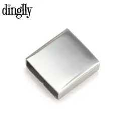 DINGLLY 5pcs 11*12*3mm Square Casing Charm Fit Diy Lettering Engraving Stainless Steel Mesh Bracelets Bangle Jewelry Accessory