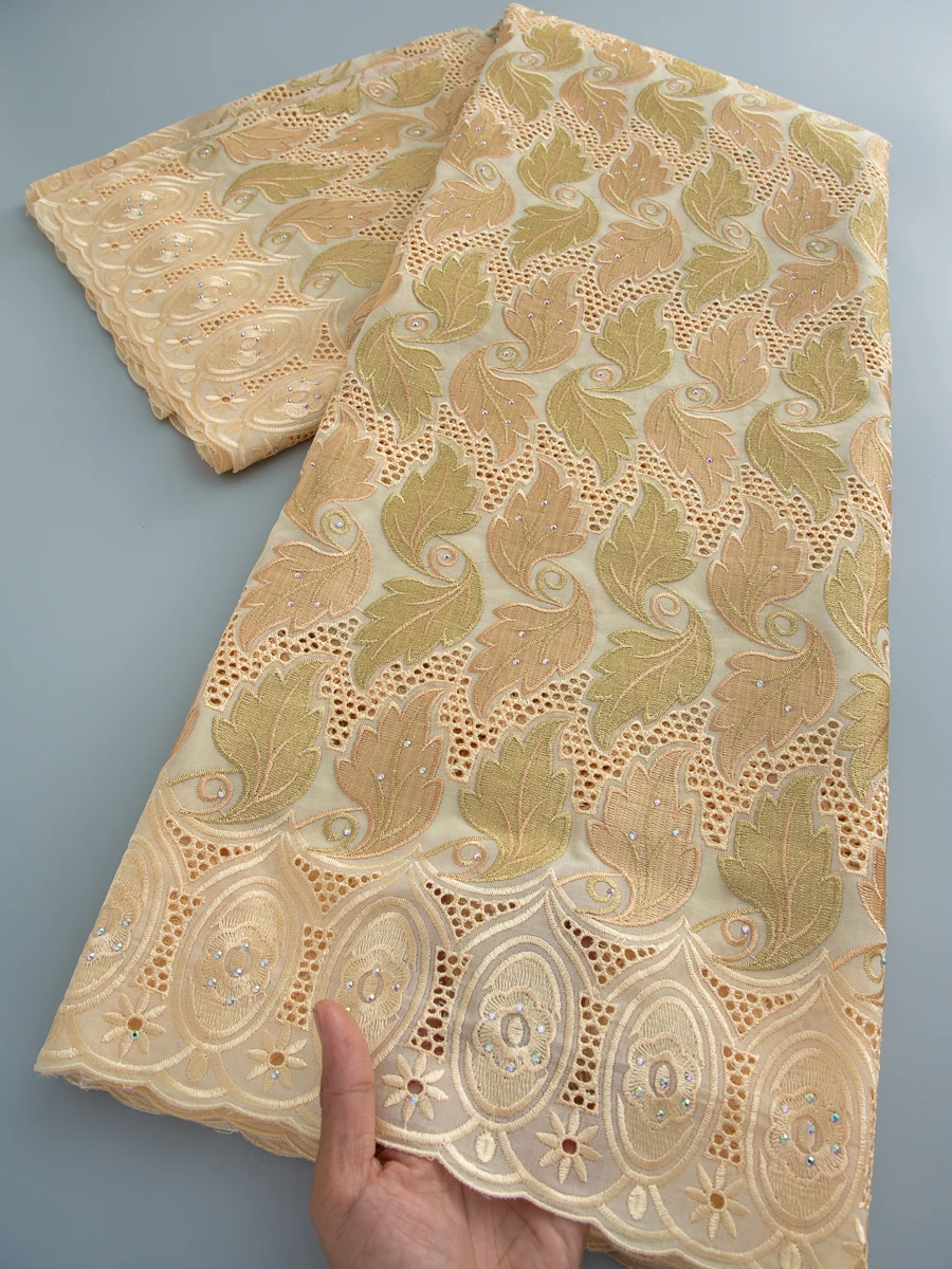 

Nigerian Cotton Voile Lace Fabric With Stones 2026 African Swiss Voile Lace Fabric For Sewing Female Wedding Party Dress