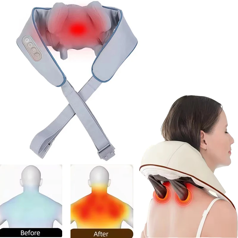 

New Portable Mini Relaxer Dredge Kneading Smart Electric Wrap Heated Trapezius Muscle Neck Multifunctional Shiatsu Massage Shawl