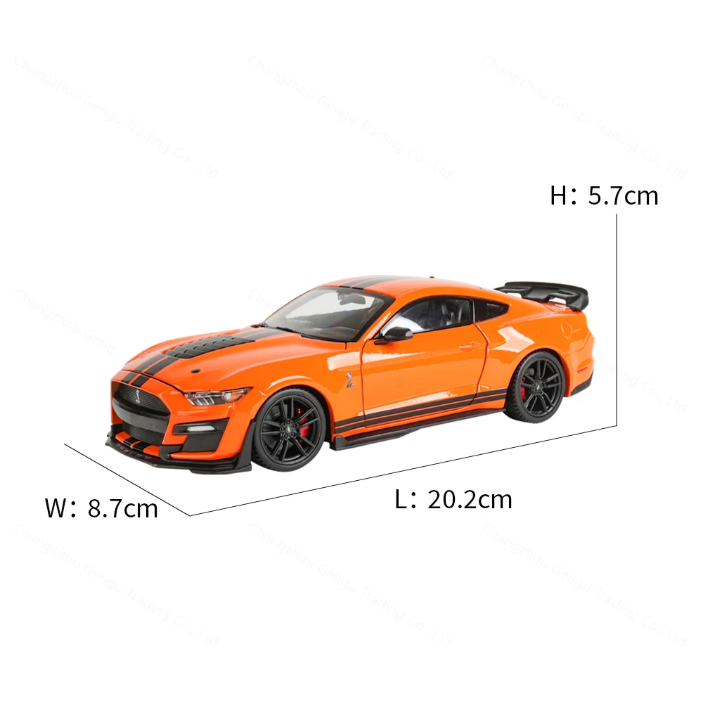 Maisto 1:24 2020 Mustang Shelby GT500 Orange Static Die Cast Vehicles Collectible Model Car Toys Gift collection