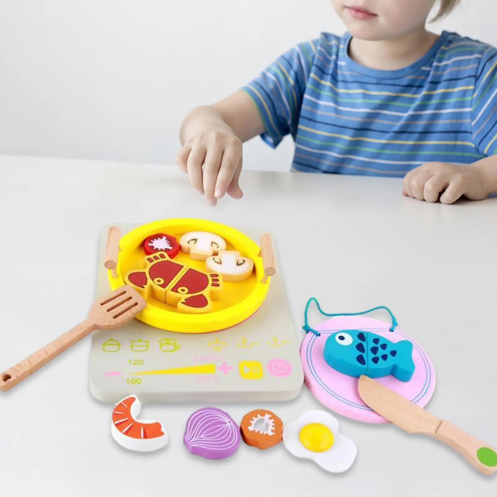 Accessori da cucina in legno Simulazione giocattolo Utensili per l'apprendimento precoce Pentole Giocattoli per ragazzi Ragazze Bambini piccoli Regalo di compleanno Bambini