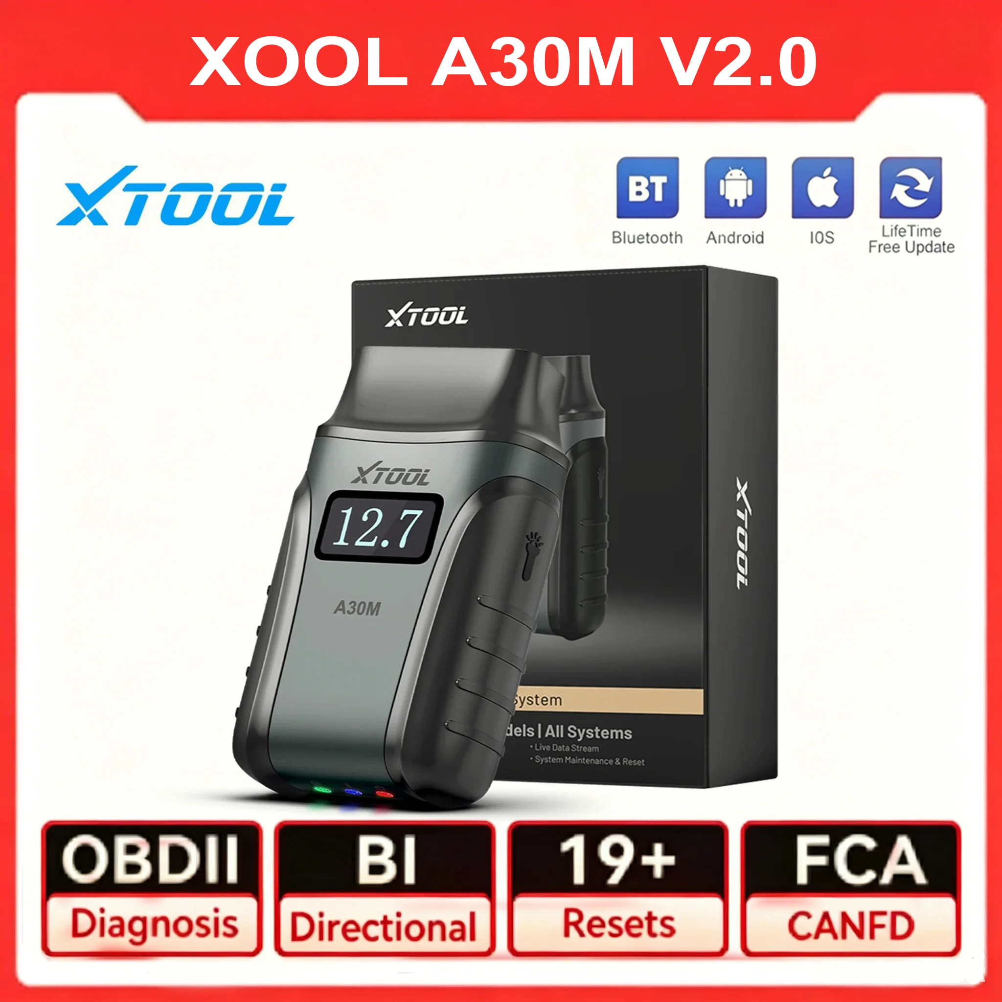 

XTOOL Anyscan A30M V2.0 Bluetooth OBD2 All System Diagnostic Scanner CAN FD