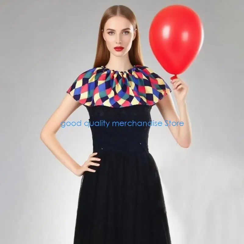 y5jd-complete-colorful-clown-costume-accessories-set-with-faux-collar-and-wrist-cuffs-for-halloween-carnivals-party-outfit