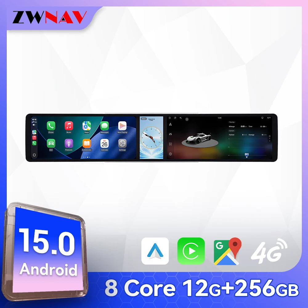 Triple Screen Dual 12.3 Inch Android15 Car Radio For Toyota Auris 2013-2018 GPS Multimedia Head Unit Wireless CarPlay Auto DSP