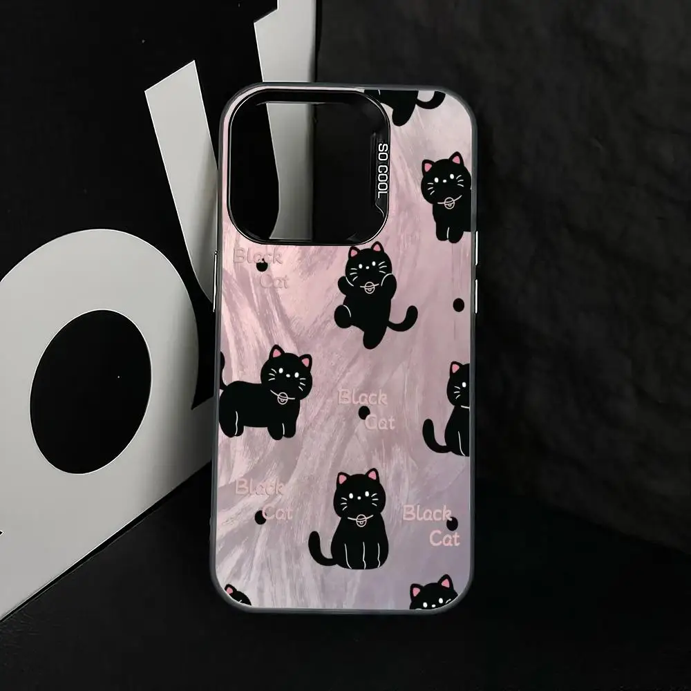 حافظة هاتف بنمط قطة مناسبة لهاتف آيفون 16 17 15 14 13 12 11 Pro/Max/Plus غطاء خلفي مضاد للسقوط ومقاوم للصدمات