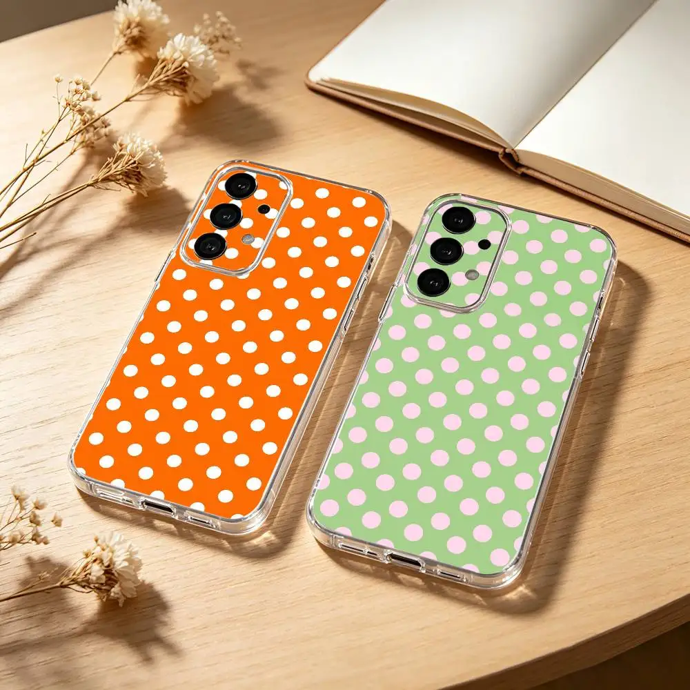 Clmj Polka Dots phone Case For Samsung S25,24,21,22,23,30,Ultra,20,Plus,Fe,Lite,Note Transparent Cover