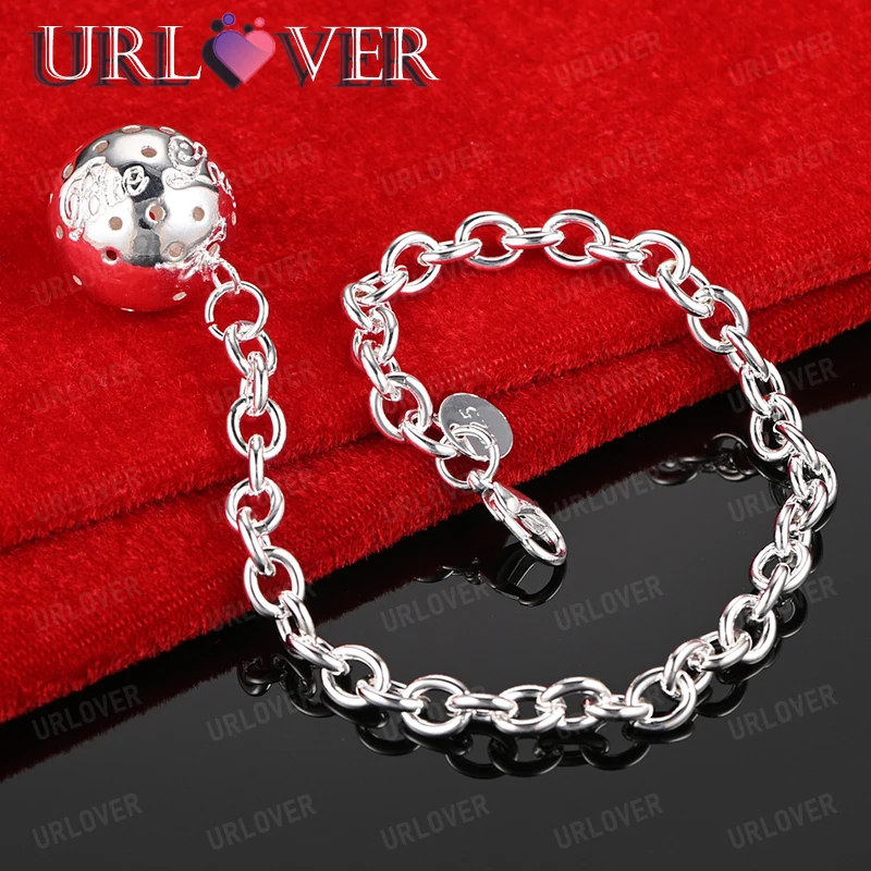 

Hollow Out Round Ball Pendant O Chain 925 Sterling Silver Bracelet For Lady Party Birthday Wedding Accessories Gift Jewelry