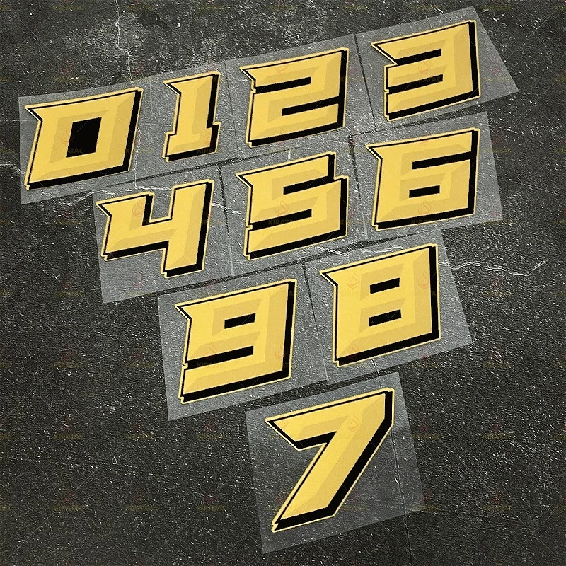 

1 шт., мотоциклетные наклейки с золотым номером, водостойкие для мотоцикла, обтекатель, шлем, топливный бак, автомобильная крышка топливного бака, скутер, универсальная виниловая наклейка