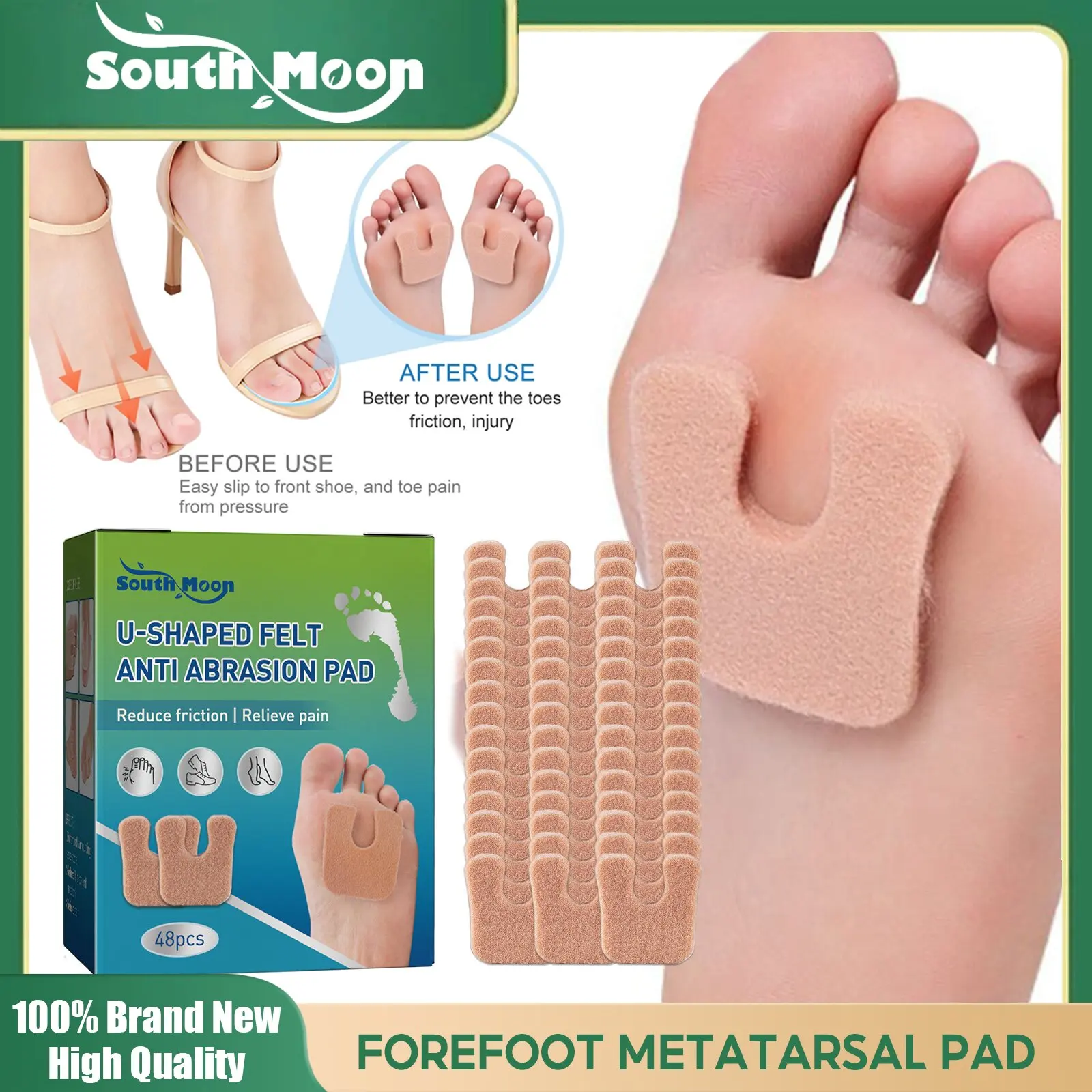 Felt Forefoot Pad ฟุตปวด Relief Anti-Slip Protector รองเท้าส้นสูง Cushion Soles Anti Abrasion U-รูป pad Foot Care