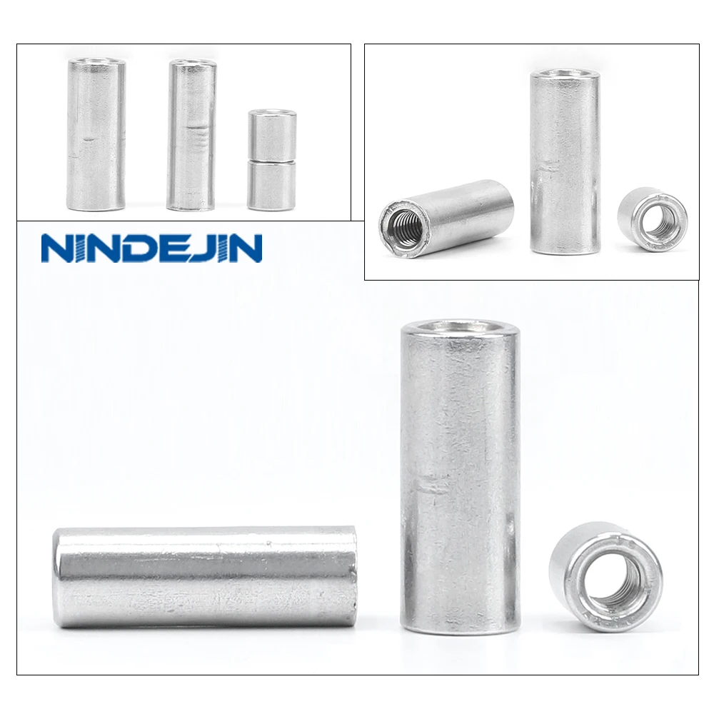 1-5pcs Round Coupling Nuts Stainless Steel M3 M4 M5 M6 M8 M10 Long Extend Round Connector Nuts Rod Female Thread for Camera Pan