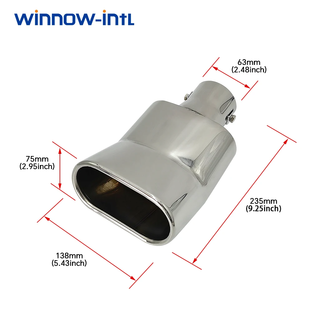 1Pcs Universal Square Exhaust Muffler Tip 2.48\