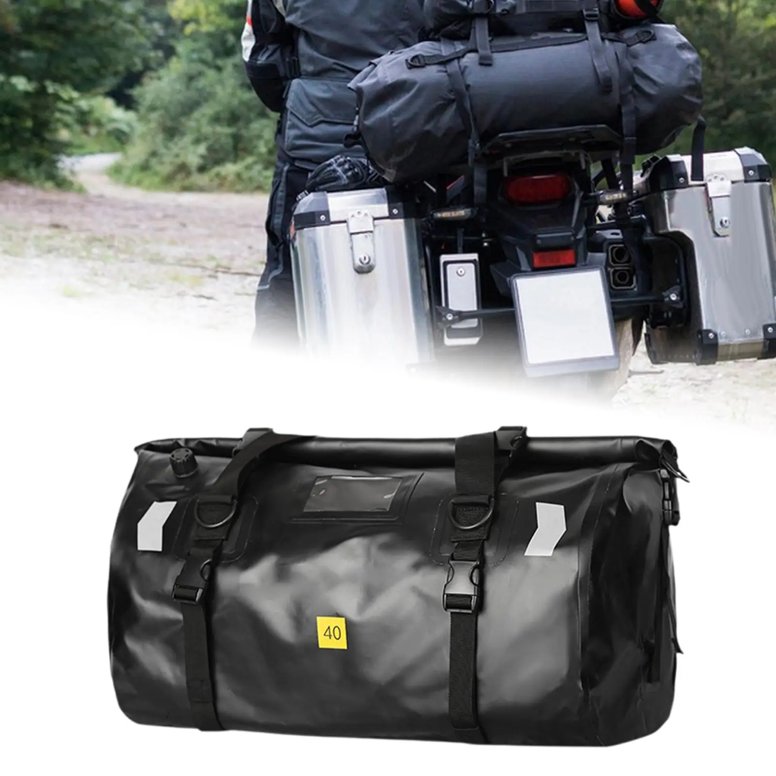 Motorcycle Tail Bag Waterproof Saddle Duffle Luggage Portable Dry Bag Storage Bag Sturdy Rear Rack Trunk for Daily Commuting