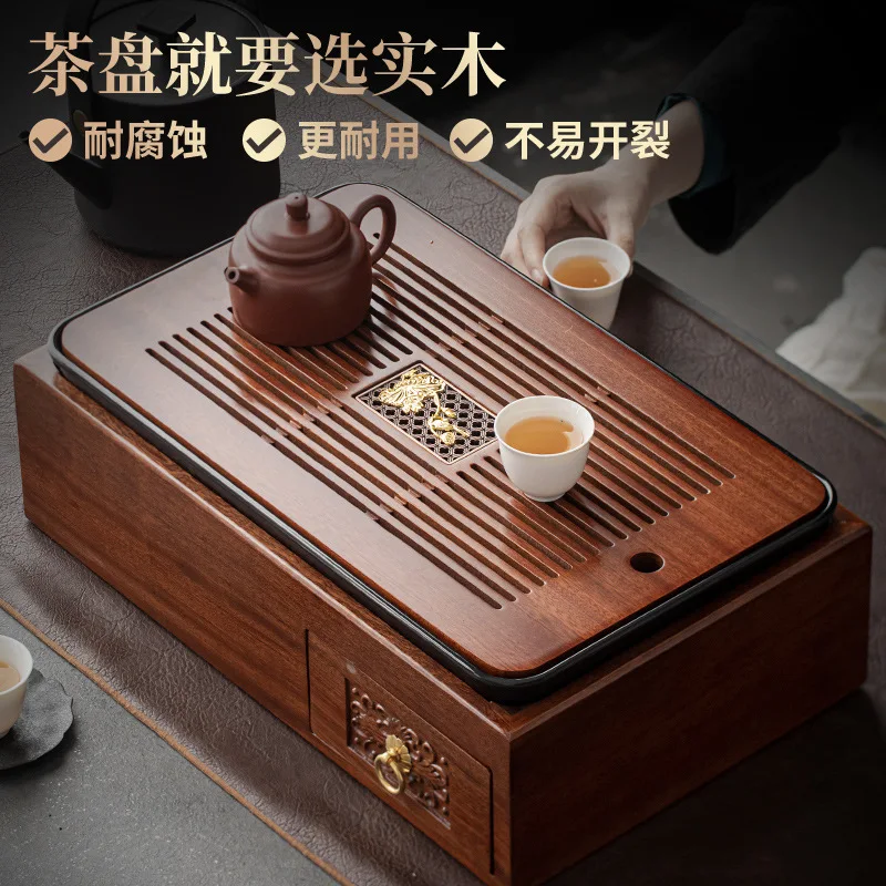 

Fengxu Huali Wood Solid Wood Storage Box Tea Tray for Household Large Multi functional Kung Fu Tea Set Storage Integrated Tea Tr