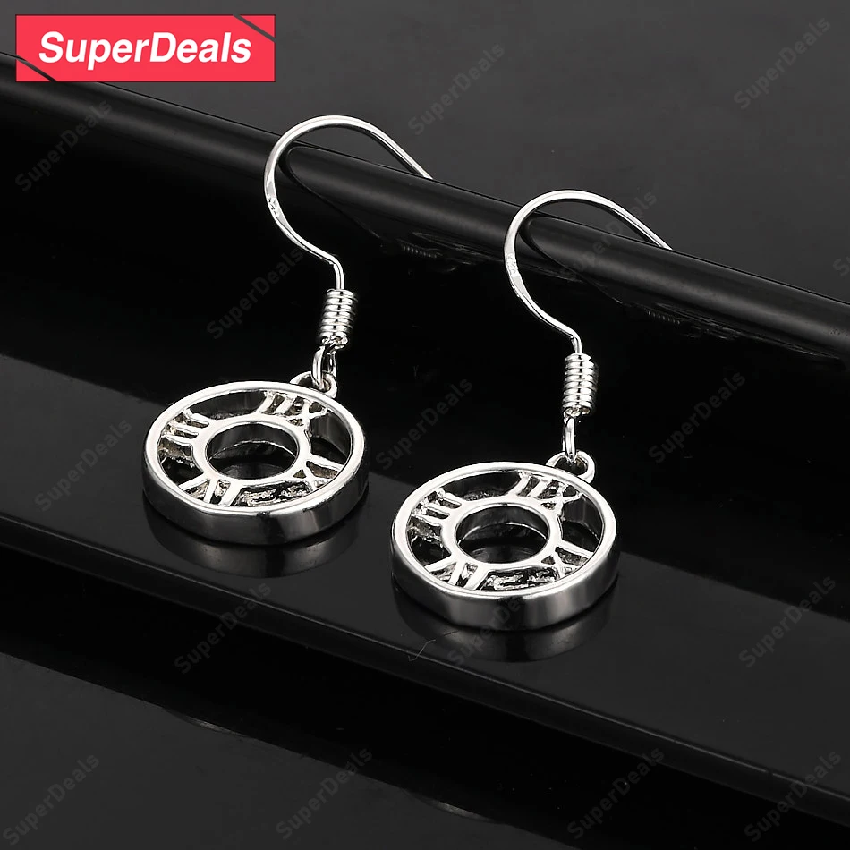 

SuperDeals 925 Sterling Silver Roman Numeral Round Drop Earring Women's Party Birthday Temperament Earrings Pretty Jewelry Gift