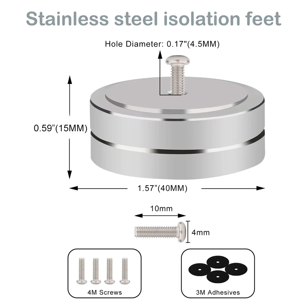 SP4010 HiFi 4Pcs 40x20mm AMP Speaker Aluminum gold solation Feet Pad Use For Turntable DAC Stereo Audio Speaker Amplifier silver