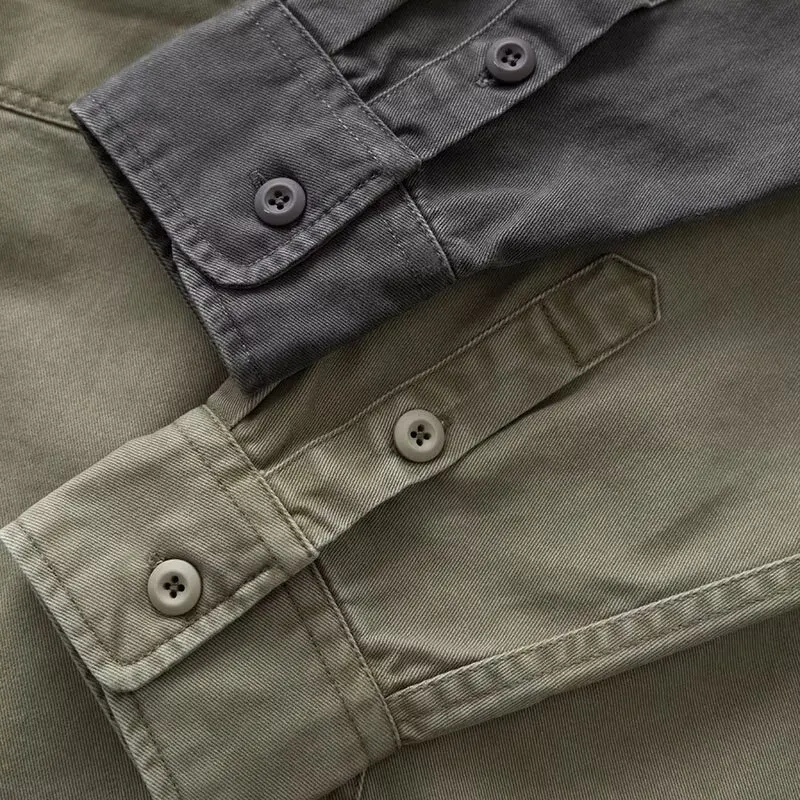 Mens Workwear Shirt Long Sleeve Durable Welding Work Clothes Spring Autumn Labor Protection Clothing Comfortable Loose Fit