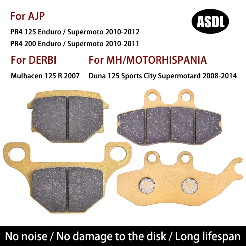 

Передние и задние тормозные колодки для AJP PR4 125 200 Enduro Supermoto 2010-2012, для DERBI Mulhacen 125 R 2007, для MH Duna 125 2008-2014