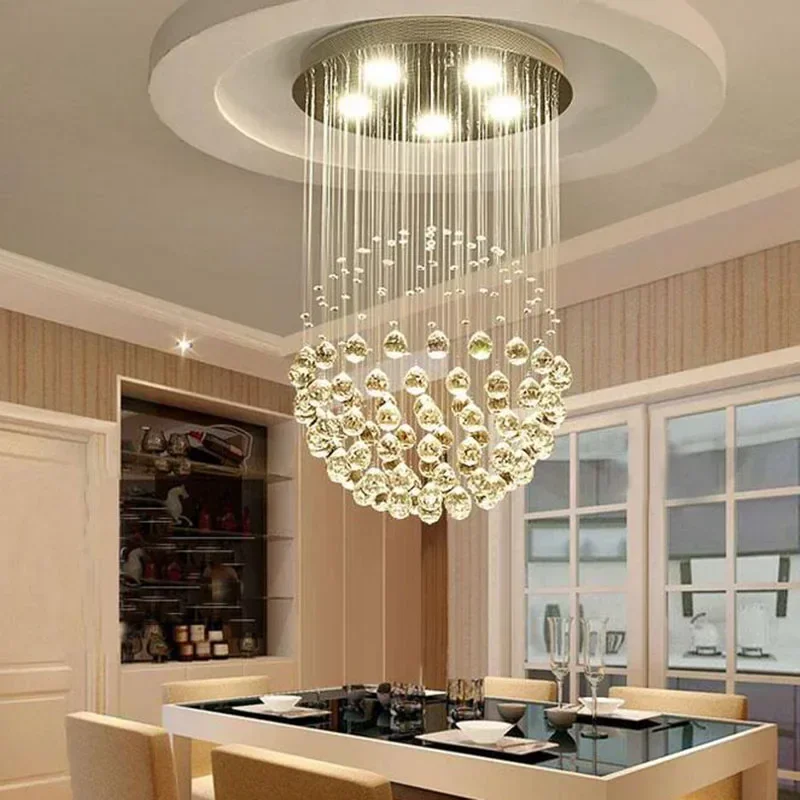 Ronde Kristallen Plafond Kroonluchter Voor Woonkamer Eetkamer Slaapkamer Bal Design Lamp Led Cristal Glans Nieuwe Home Decor Lamp